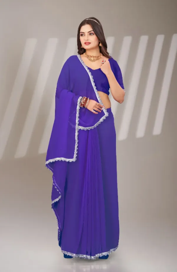 Blue_Georgette_Attractive_Party_Wear_With_Beautiful_Lace_Work_Saree_For_Women