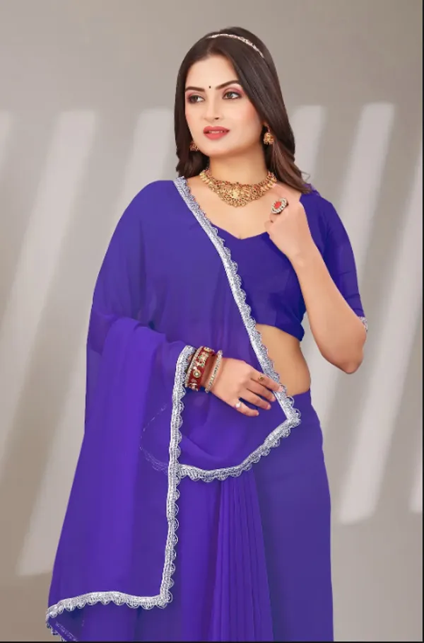 Blue_Georgette_Attractive_Party_Wear_With_Beautiful_Lace_Work_Saree_For_Women