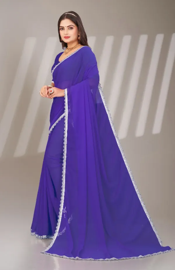 Blue_Georgette_Attractive_Party_Wear_With_Beautiful_Lace_Work_Saree_For_Women