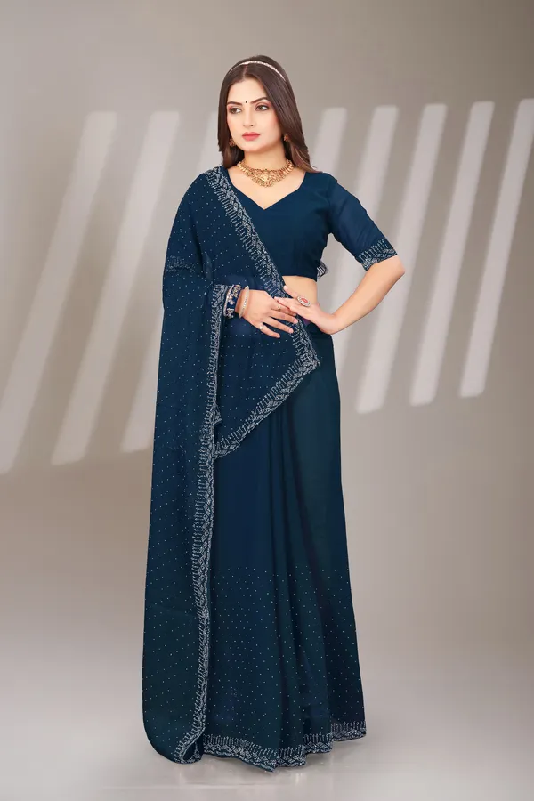 Blue_Georgette_Beautiful_Party_Wear_Chiffon_With_Unique_Diamond_Work_Saree_For_Women