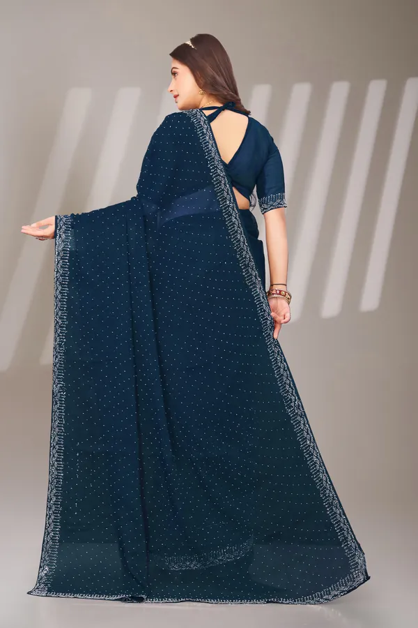 Blue_Georgette_Beautiful_Party_Wear_Chiffon_With_Unique_Diamond_Work_Saree_For_Women