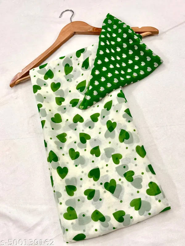Green_Georgette_Beautiful_Heart_Print_Saree_For_Women