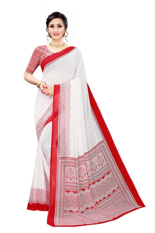Red_&_White_Georgette_Beautiful_Daily_Wear_Print_Saree_For_Women