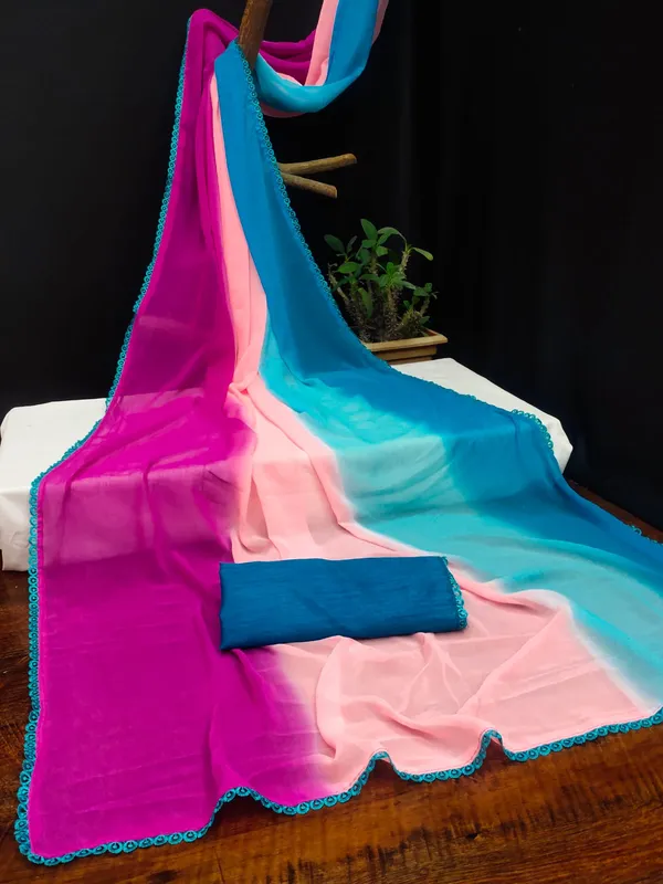 Blue_Georgette_Sensational_Womens_Rainbow_Saree_For_Women