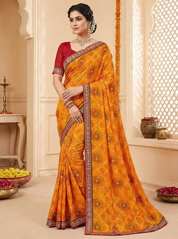 Yellow_Georgette_Sankranti_Special_Traditional_Morpankh_Print_Saree_For_Women
