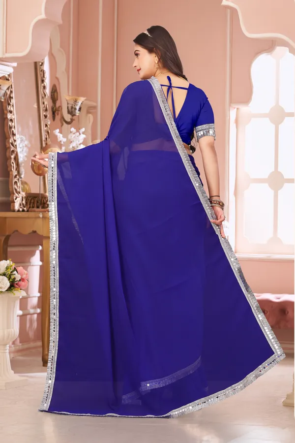 Blue_Georgette_Attractive_Party_Wear_With_Beautiful_Lace_Work_Saree_For_Women
