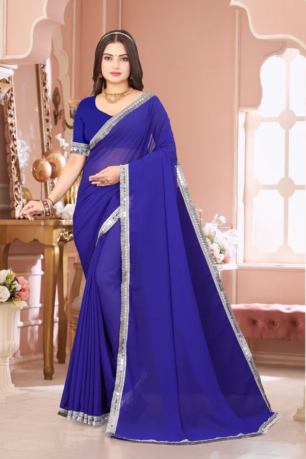 Blue_Georgette_Attractive_Party_Wear_With_Beautiful_Lace_Work_Saree_For_Women