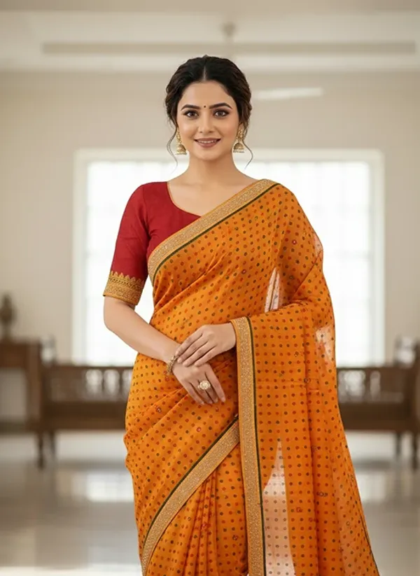 Yellow_Georgette_Traditional_Bandhani_Print_Saree_For_Women