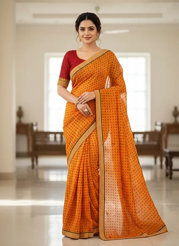 Yellow_Georgette_Traditional_Bandhani_Print_Saree_For_Women