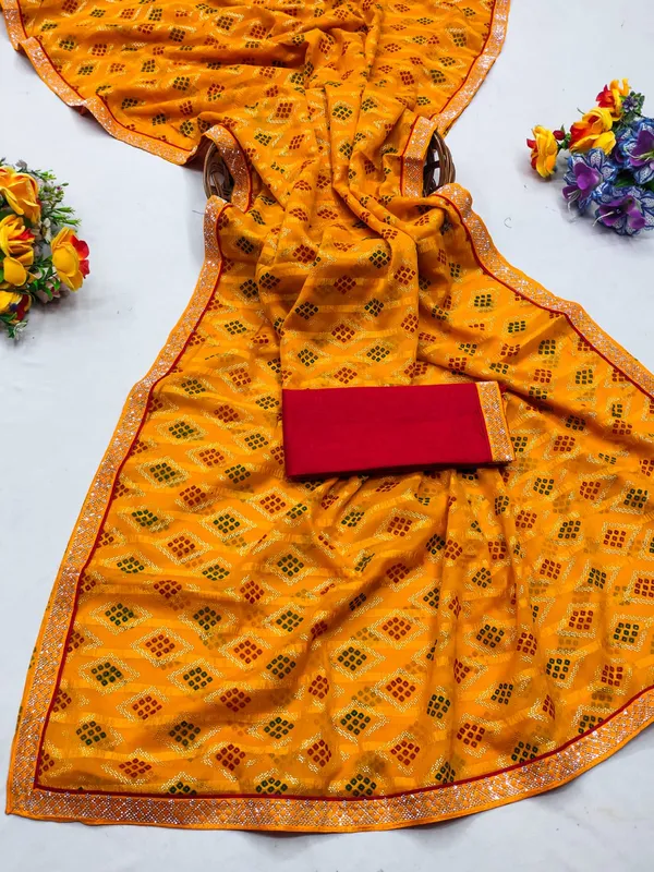 Yellow_Georgette_Festival_Wear_Traditional_Bandhani_Saree_For_Women