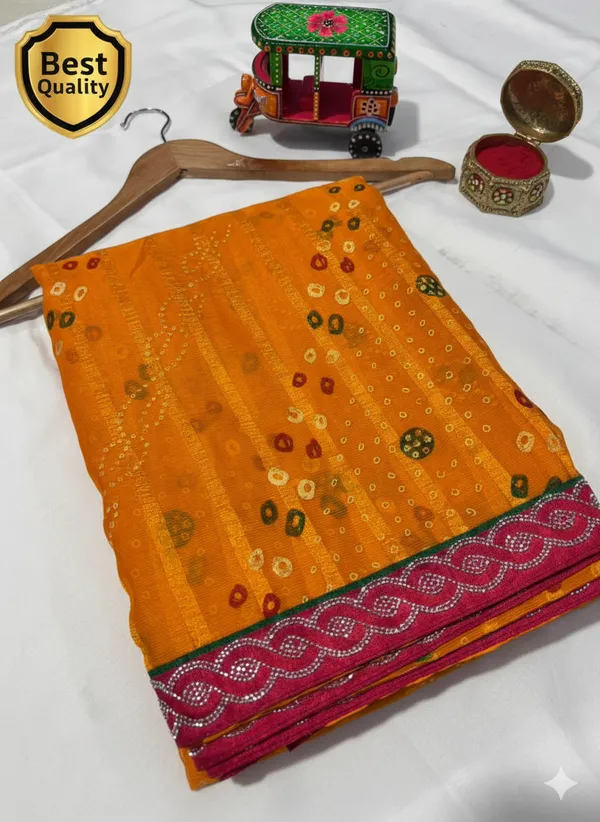 Yellow_Georgette_Traditional_Festival_Special_Bandhani_With_Unique_Lace_Work_Saree_For_Women
