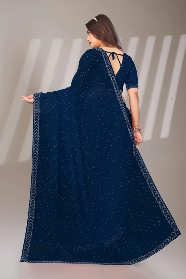 Blue_Georgette_Attractive_Party_Wear_With_Beautiful_Diamond_Work_Saree_For_Women