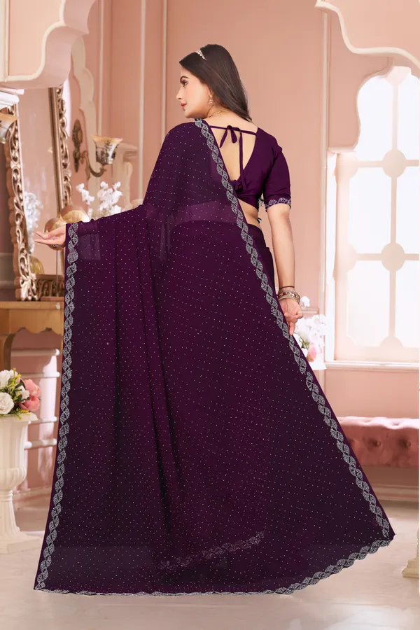 Purple_Georgette_Beautiful_Party_Wear_Chiffon_With_Unique_Diamond_Work_Saree_For_Women