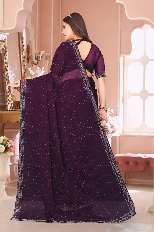 Purple_Georgette_Beautiful_Party_Wear_Chiffon_With_Unique_Diamond_Work_Saree_For_Women