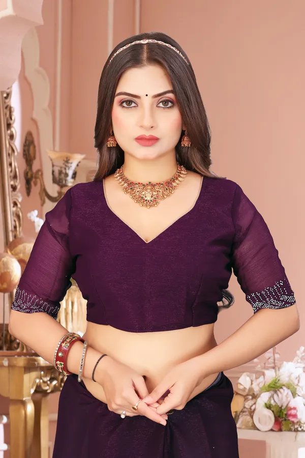 Purple_Georgette_Beautiful_Party_Wear_Chiffon_With_Unique_Diamond_Work_Saree_For_Women
