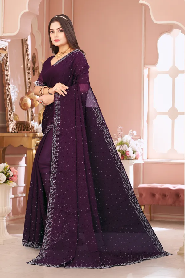 Purple_Georgette_Beautiful_Party_Wear_Chiffon_With_Unique_Diamond_Work_Saree_For_Women