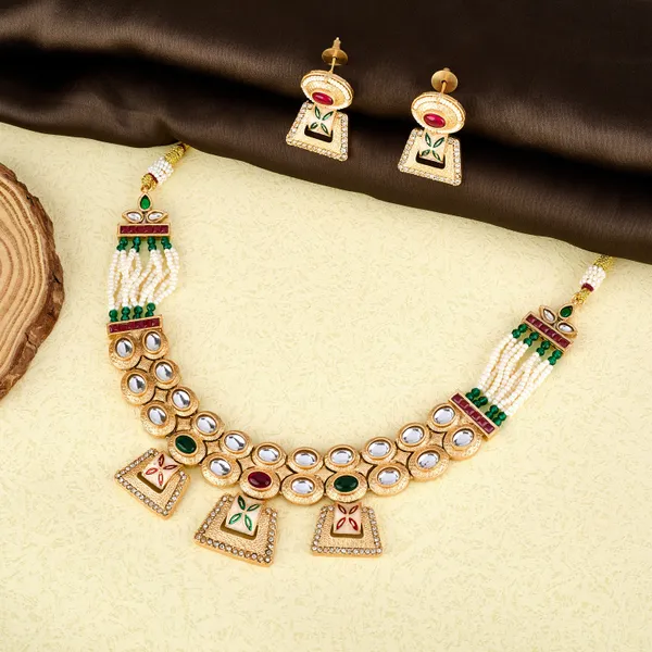 Multicolor_Antique_Kundan_Pearl_Beaded_Necklace_Set_With_Meenakari_Earrings_For_Women