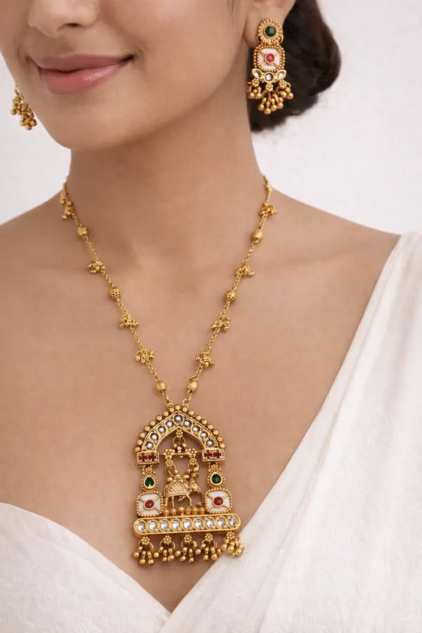 Antique_Kundan_Arch_Pendant_Set