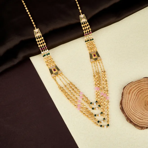 Golden_Antique_Multi-Layer_Beaded_Long_Necklace_With_Kundan_Square_Motifs_For_Women