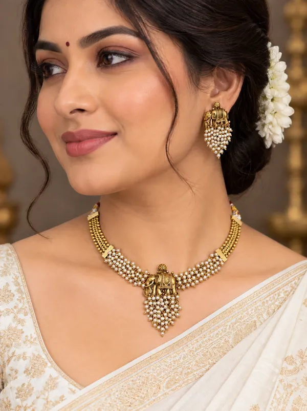 Elephant_Motif_Antique_Gold_Necklace_Set