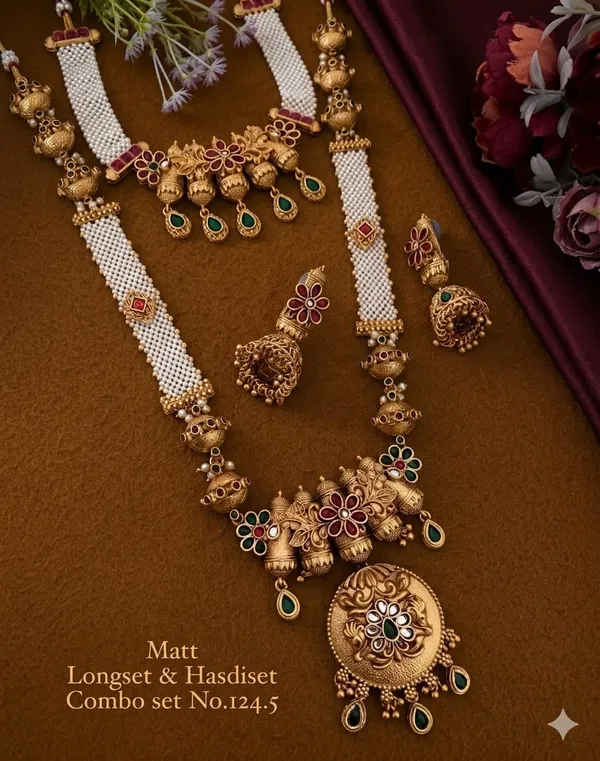Matte_Gold_Long_Necklace_&_Hasli_Combo_Set