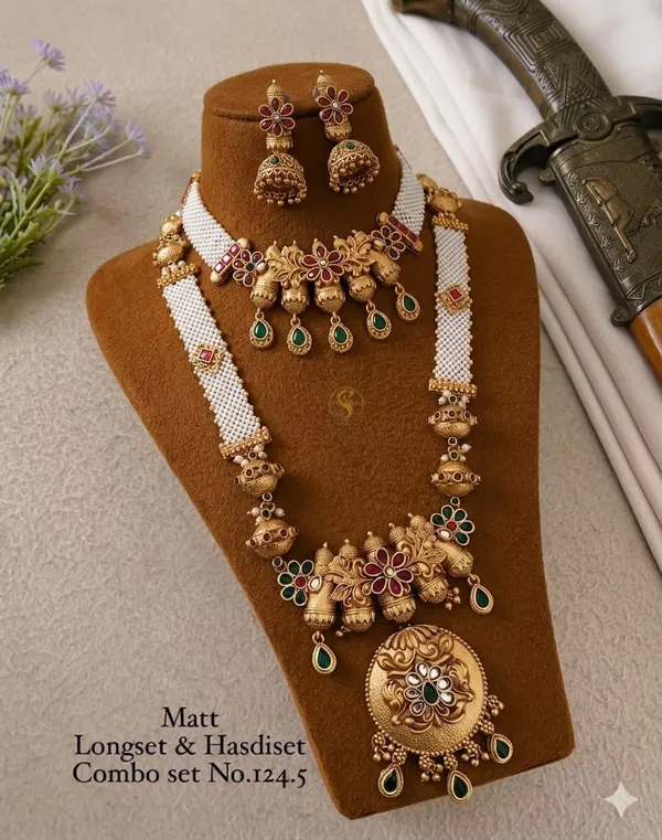 Matte_Gold_Long_Necklace_&_Hasli_Combo_Set