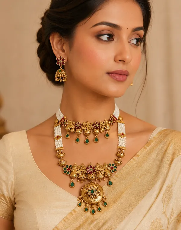 Matte_Gold_Long_Necklace_&_Hasli_Combo_Set