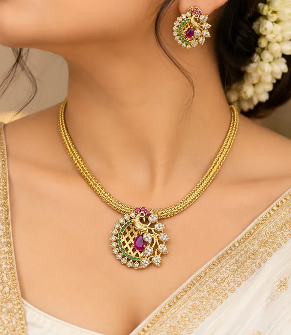 Peacock_Ruby_Green_Stone_Necklace_Set