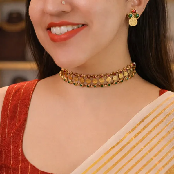 Royal_Coin_Charm_Antique_chokar_Necklace_Set