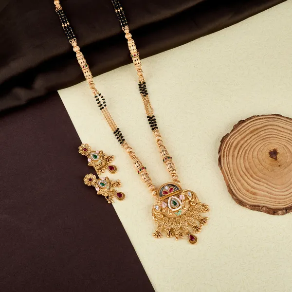 Royal_Gold_Finish_Mangalsutra_With_Antique_Pendant_For_Women