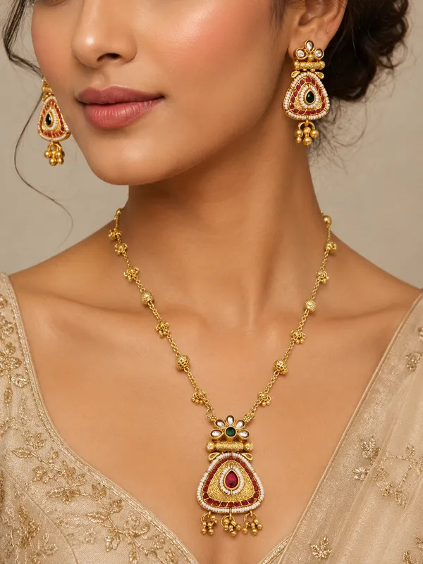 Royal_Teardrop_Kundan_Pendant_Chain_Set_with_Earrings