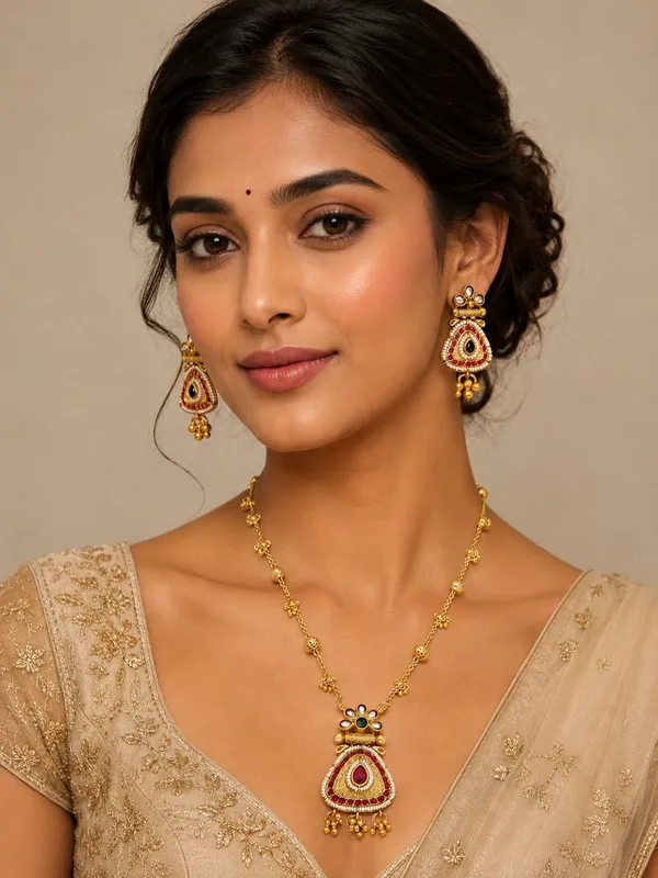 Royal_Teardrop_Kundan_Pendant_Chain_Set_with_Earrings