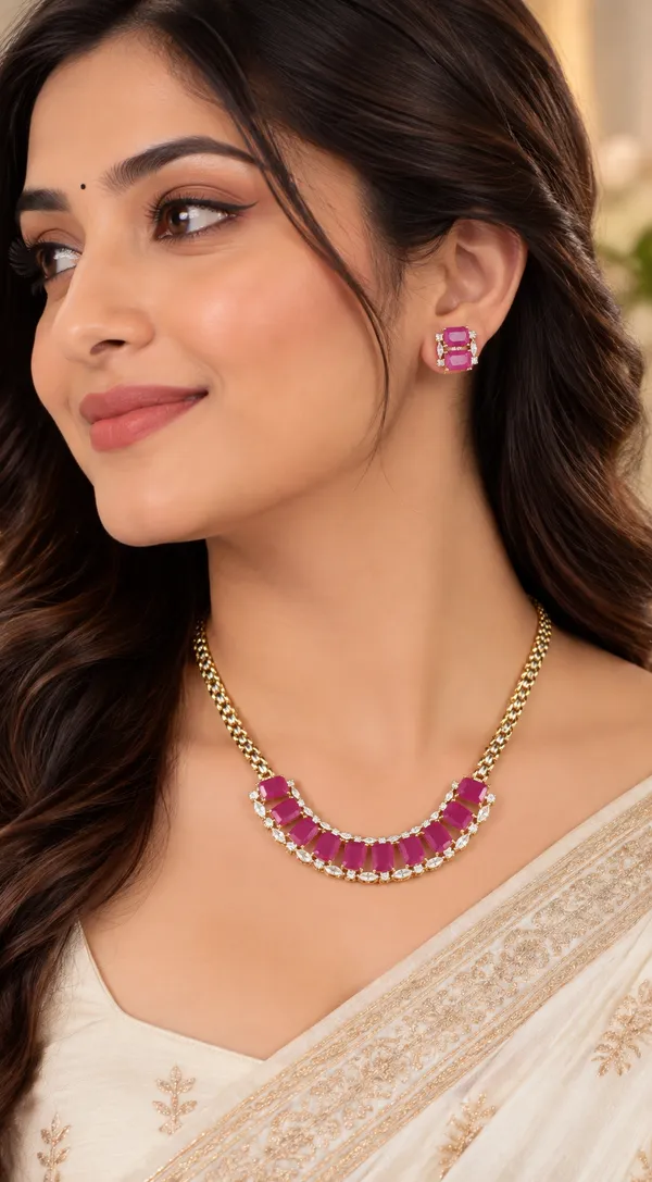 Ruby_Pink_Stone_Designer_Necklace_Set_with_Matching_Earrings