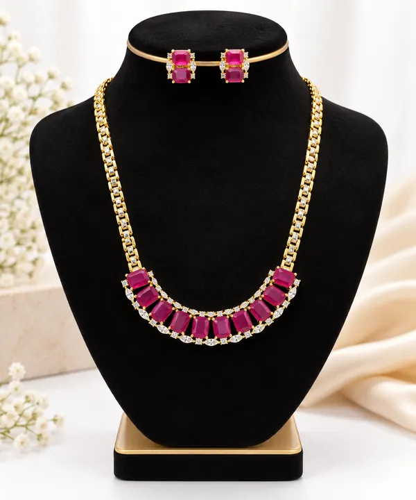 Ruby_Pink_Stone_Designer_Necklace_Set_with_Matching_Earrings