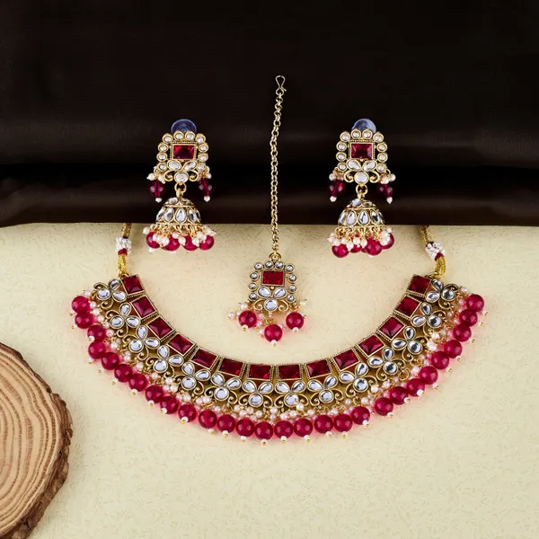 Ruby_Red_Kundan_Choker_Necklace_Set_With_Jhumka_&_Maang_Tikka_For_Women