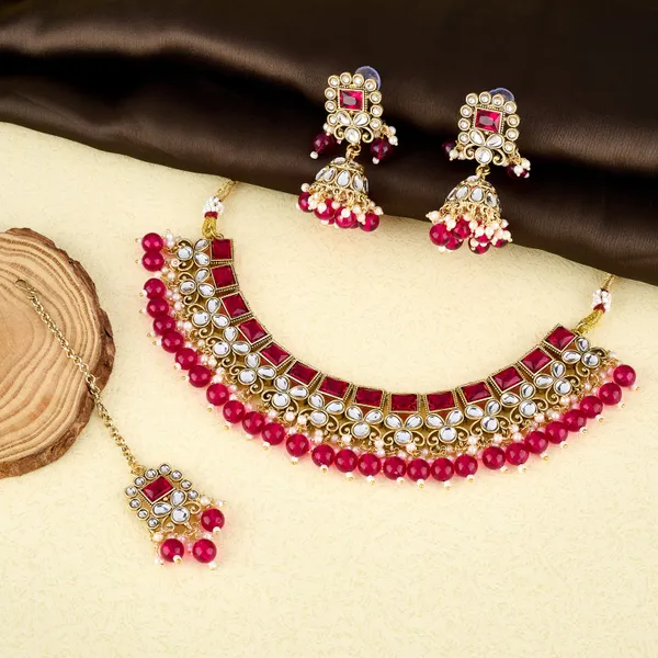 Ruby_Red_Kundan_Choker_Necklace_Set_With_Jhumka_&_Maang_Tikka_For_Women