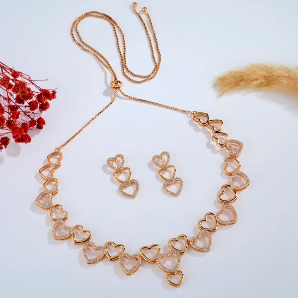 Rose_Gold_Double_Heart_AD_Necklace_Set