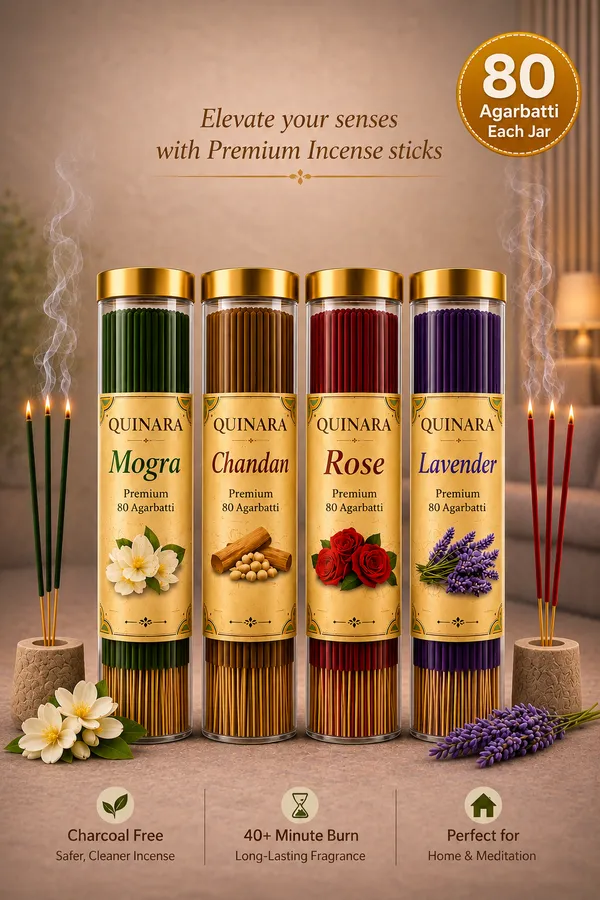 Quinara_Premium_Agarbatti_Sticks_Pack_of_4_|_320_Sticks__I_Mogra,_Chandan,_Rose_&_Lavender_|_Long_Lasting_Natural_Agarbatti_|_For_Pooja,_Meditation_&_Home_Fragrance_I_80_Sticks_each_pack