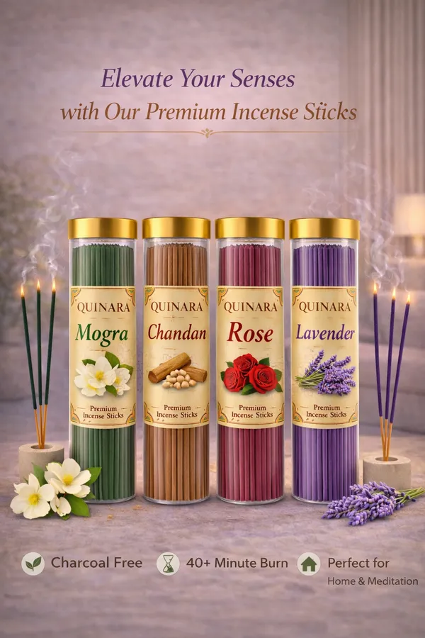 Quinara_Premium_Agarbatti_Sticks_Pack_of_4_|_320_Sticks__I_Mogra,_Chandan,_Rose_&_Lavender_|_Long_Lasting_Natural_Agarbatti_|_For_Pooja,_Meditation_&_Home_Fragrance_I_80_Sticks_each_pack