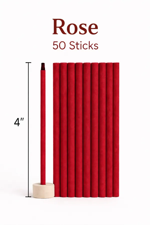 Bambooless_Rose_Incense_Dhoop_Sticks_|_Free_Plastic_Jar_&_Ceramic_Stick_Holder_I_Natural_&_Long_Lasting_Fragrance_|_Premium_Pooja_Essential_|_For_Home,_Temple_&_Meditation_|_50_Sticks