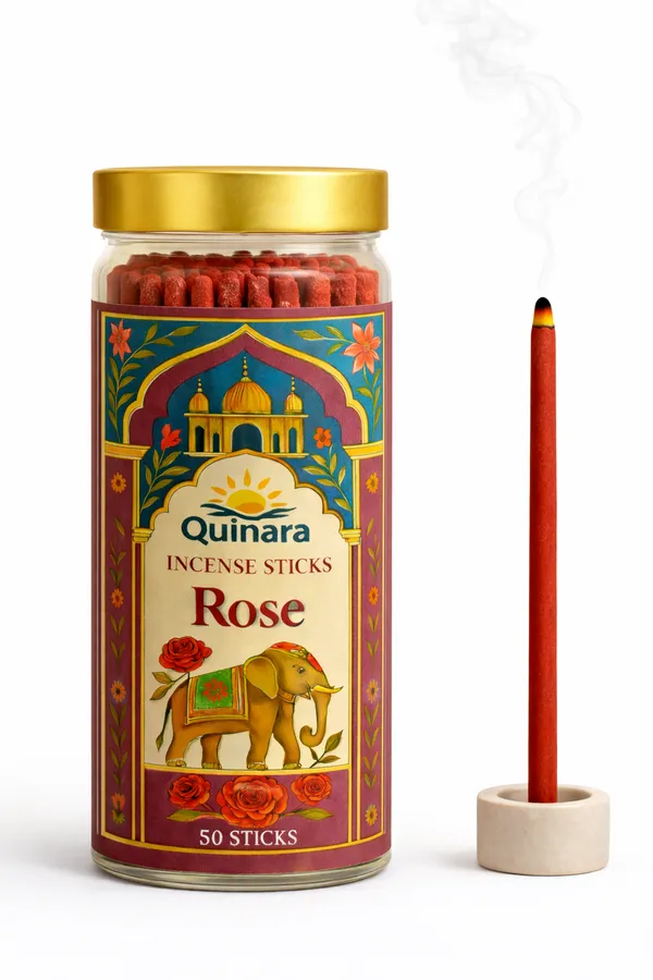 Bambooless_Rose_Incense_Dhoop_Sticks_|_Free_Plastic_Jar_&_Ceramic_Stick_Holder_I_Natural_&_Long_Lasting_Fragrance_|_Premium_Pooja_Essential_|_For_Home,_Temple_&_Meditation_|_50_Sticks