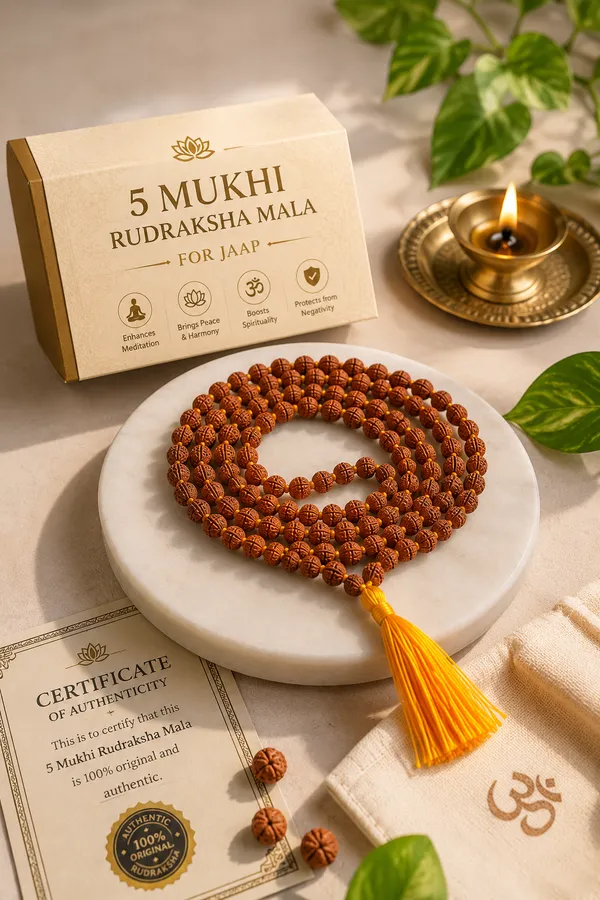 5_Mukhi_Rudraksha_Mala_(108+1_Beads)_–_Original_Rudraksha_Jaap_Mala_|_Lab_Tested_Certificate_|_Spiritually_Energized_|_For_Meditation,_Mantra_Chanting_&_Daily_Wear