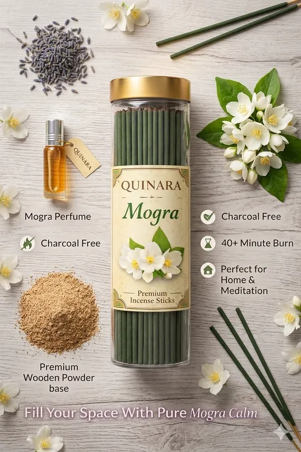 QUINARA_Premium_Incense_Combo_Set__–_Chandan_&__Lavender_Agarbatti_(80_Sticks_Each)_+_Mogra_Dhoop_Cones_(50)_+_Rose_Puja_Perfume_Spray_(100ml)