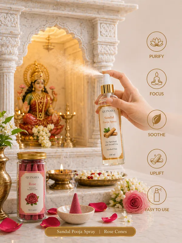 QUINARA_Premium_Incense_Combo_Set_Mogra_&_Lavender_Agarbatti_(80_Sticks_Each)_+_Rose_Dhoop_Cones_(50)_+_Sandal_Pooja_Spray_(100ml)_–_Complete_Spiritual_Fragrance_Combo