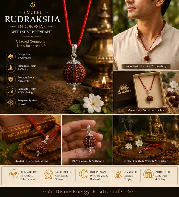 Quinara_5_Mukhi_Indonesian_Rudraksha_Pendant_with_Silver_Capping_|_Lab_Tested_&_Certified_|_Natural_Panch_Mukhi_Rudraksha_|_Premium_Red_Thread_|_Spiritual_Pendant_for_Peace,_Protection,_Meditation_&_Daily_Wear