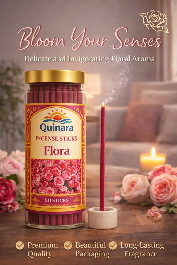 Quinara_Bambooless_Flora_Incense_Sticks_(50_Sticks)_with_Ceramic_Holder–_Premium_Long_Lasting_Floral_Agarbatti_in_Reusable_Jar_–_Strong_Fragrance_for_Pooja,_Meditation_&_Home_–_Rose_Based_Aroma