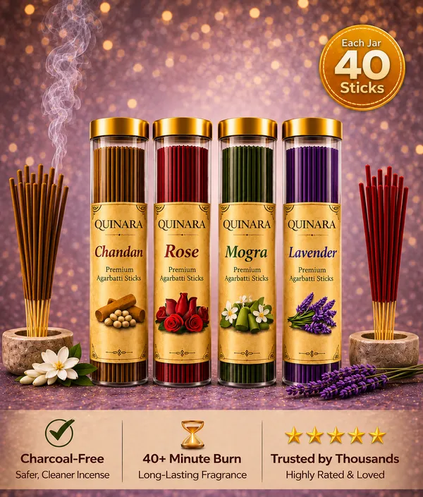 Quinara_Premium_Agarbatti_Stick_Combo_Pack_(Set_of_4)_–_Chandan,_Rose,_Mogra_&_Lavender_|_40_Sticks_Each_|_Long-Lasting_Natural_Aroma