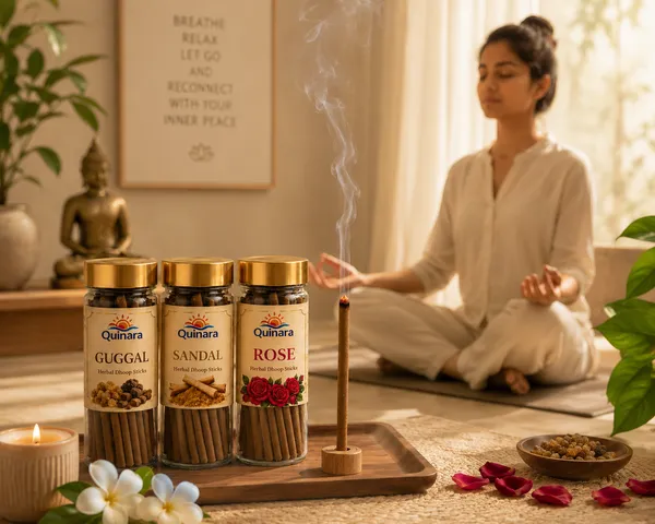 Quinara_Premium_Herbal_Dhoop_Sticks_Combo_Pack_|_Guggal,_Sandal_&_Rose_|_50_Sticks_Each_Jar_|_Free_Wooden_Holder_&_Premium_Jute_Bag_|_Long_Lasting_Natural_Fragrance