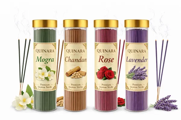 Quinara_Premium_Agarbatti_Stick_Combo_Pack_(Set_of_4)_–_Chandan,_Rose,_Mogra_&_Lavender_|_40_Sticks_Each_|_Long-Lasting_Natural_Aroma