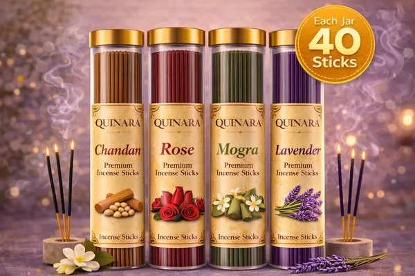Quinara_Premium_Agarbatti_Stick_Combo_Pack_(Set_of_4)_–_Chandan,_Rose,_Mogra_&_Lavender_|_40_Sticks_Each_|_Long-Lasting_Natural_Aroma